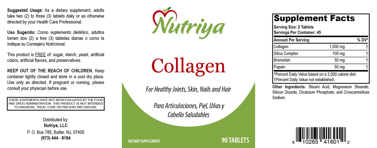 Collagen (Colágeno) - 90 Tablets - 1,000 mg per serving