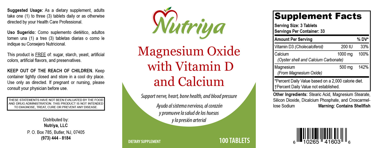 Magnesium oxide with vitamin D3 and Oyster Calcium